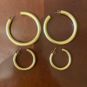 Set of 2 Madewell gold/brass hoops